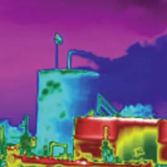 Teledyne Flir Gf77A 25 thermal image colorful plant with gas detection.