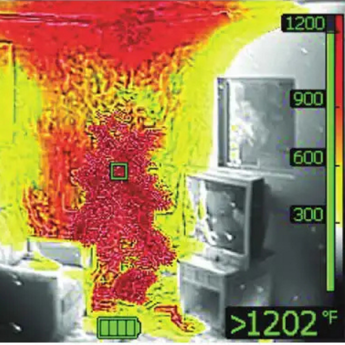 Teledyne Flir K55 thermal imaging display with temperature scale.