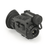 Teledyne Flir Ptq136 Breach angled view black thermal monocular with lens label.