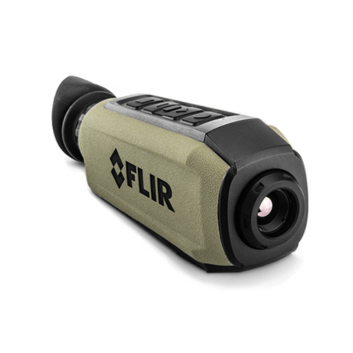 Teledyne Flir Scion Otm266 60Hz 640x512 outdoor thermal monocular angled view green body black controls.