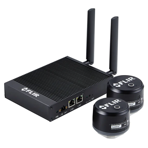 Teledyne Flir Sv88 Kit remote monitoring gateway with two sensors angled view black hardware.