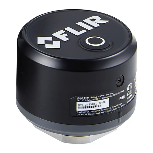 Teledyne Flir Sv88 Remote Vibration Temperature Sensor top angled view black casing flir logo.