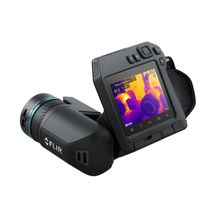 Teledyne Flir T560 Dfov closeup display screen thermal image on white background.