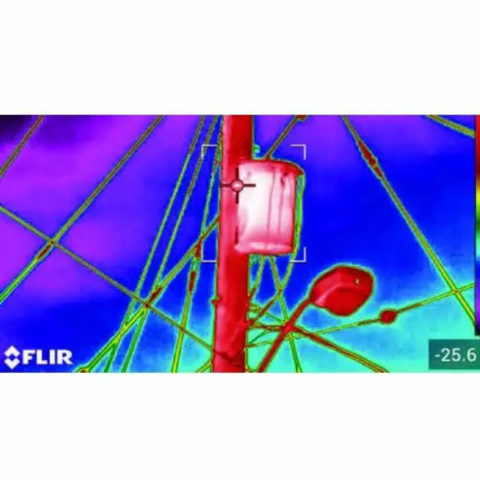 Teledyne Flir T840 24 6 thermal image closeup power line transformer color contrast.