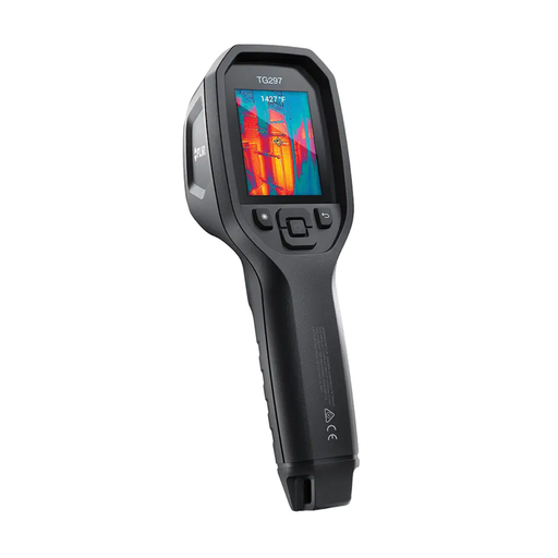 Teledyne Flir Tg297 angled view black thermal camera with color screen.