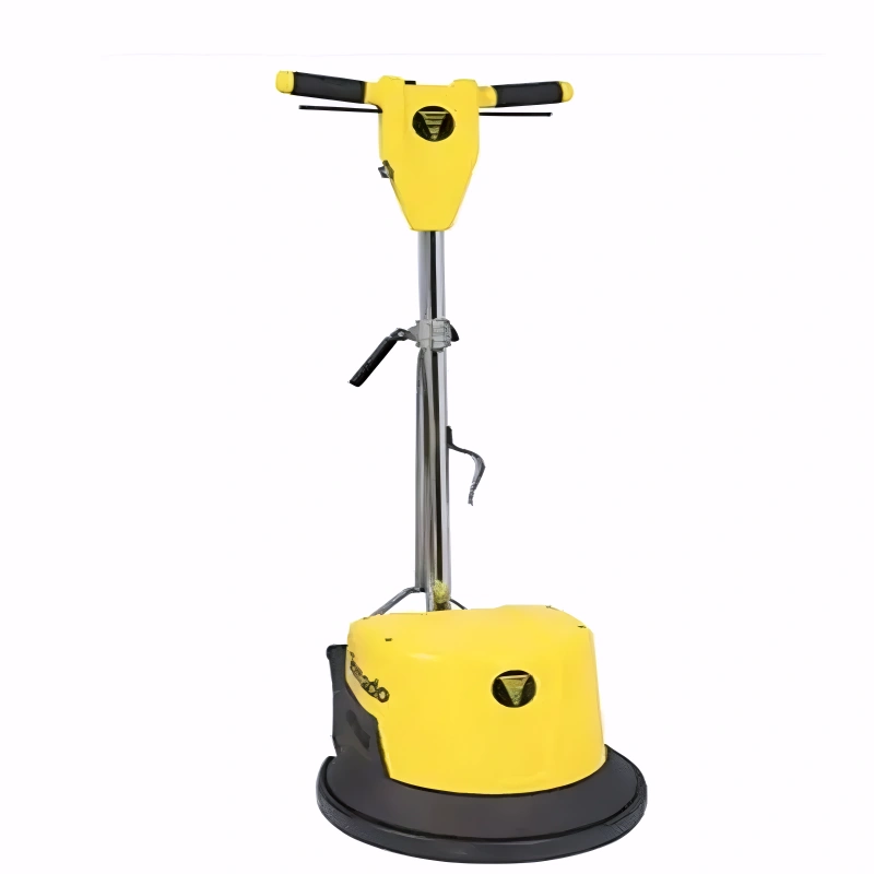 Tornado 17 Brute Force 175 RPM Low Speed Electric Floor Machine yellow front view black base.