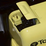 Tornado 17 Ultra High Speed Battery Operated Burnisher closeup charging port yellow cover.