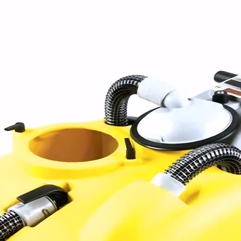 Tornado 18 11 Compact Cylindrical top view open tank hose connection.