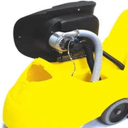 Tornado 20 Gal Marathon 2000 Self Contained Carpet Extractor w Traction Drive open view yellow body exposed internal components.
