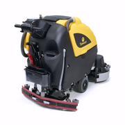 Tornado BD 26 20 Walk Behind Disk Scrubber back view black yellow housing.