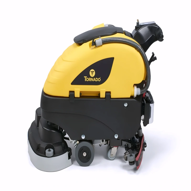 Tornado BD 26 20 Walk Behind Disk Scrubber side view yellow black housing.