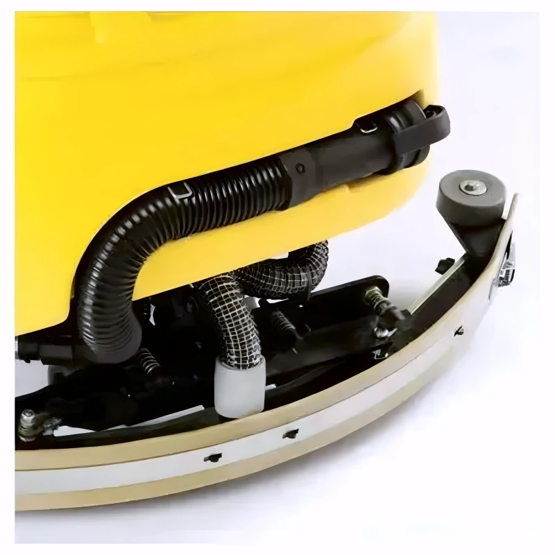Tornado BD 33 30 ride on floor scrubber rear squeegee detail yellow black.
