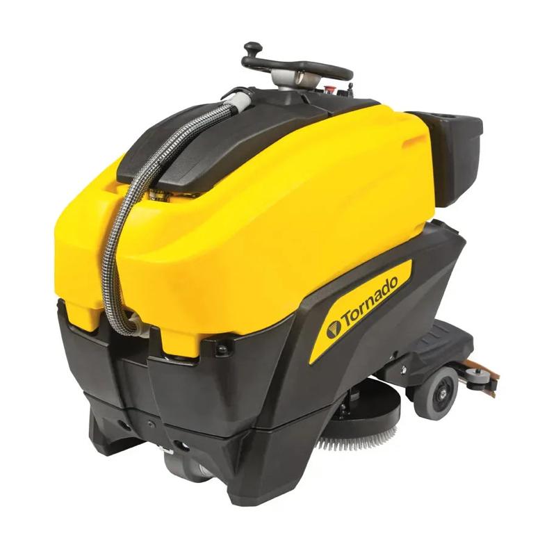 Tornado BDSO 2728 side angle yellow black body with logo and brush.