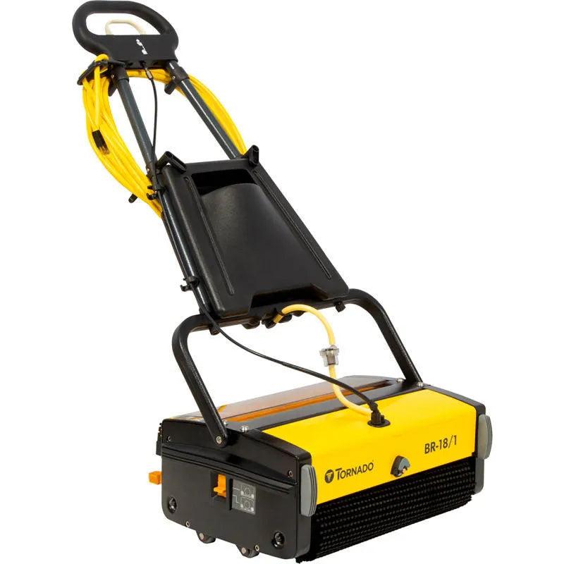 Tornado BR 18 1 multi purpose commercial floor scrubber yellow black handle.