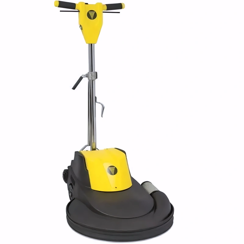 Tornado Brute Force 20 inch 2000 rpm dust control high speed glazer front view yellow handle black body floor glazer.