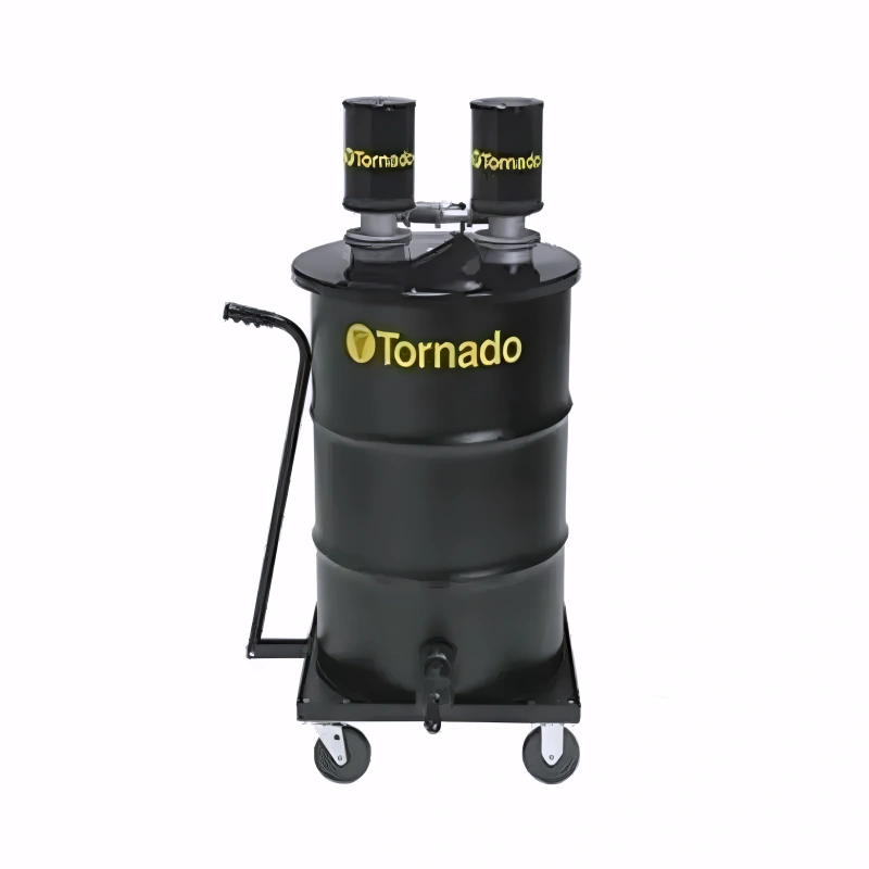 Tornado JA Dual Air Wet Only Jumbo Vacuum full view black drum dual motors yellow logo.