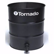 Tornado JE Single 2.25 HP Electric Wet Dry Jumbo Industrial Vacuum black collection drum white logo side spout.