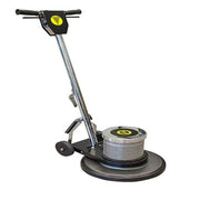 Tornado M Series 17 Metal Floor Machine dual speed full view upright handle yellow logo black and silver body.