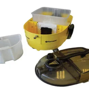Tornado Marathon 350 Carpet Spotter Extractor open tank components yellow body clear lid.