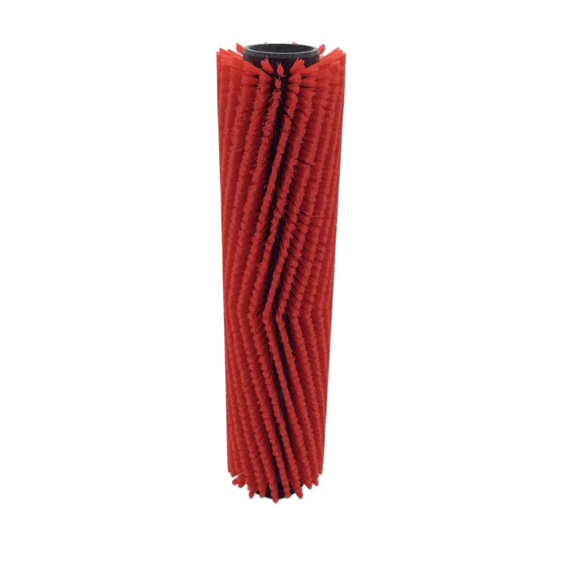 Tornado Medium Red Scrub Brush red bristle cylinder black core.
