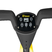 Tornado Microburst Ultra Compact Battery Scrubber handle controls black panel yellow logo.