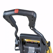 Tornado Mini Marathon handle close up black handle red button.