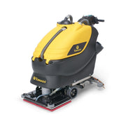 Tornado OB 20 14 Walk Behind Orbital Scrubber front left angle yellow black body.