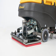 Tornado OB 2820 scrub deck close up black metal frame red scrub pad.