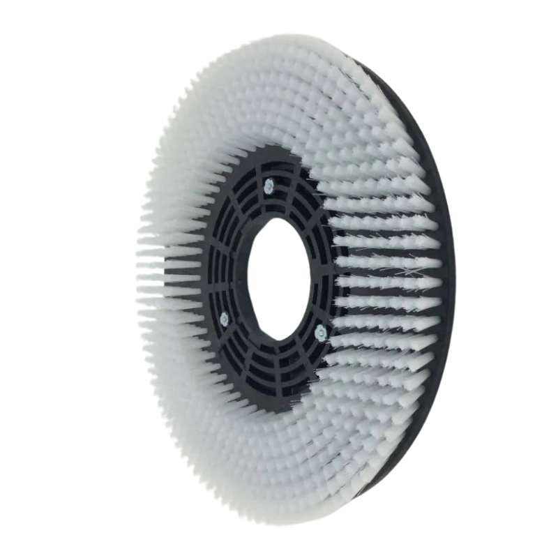 Tornado Regular Scrub Brush BD20 angled view black frame white bristles.