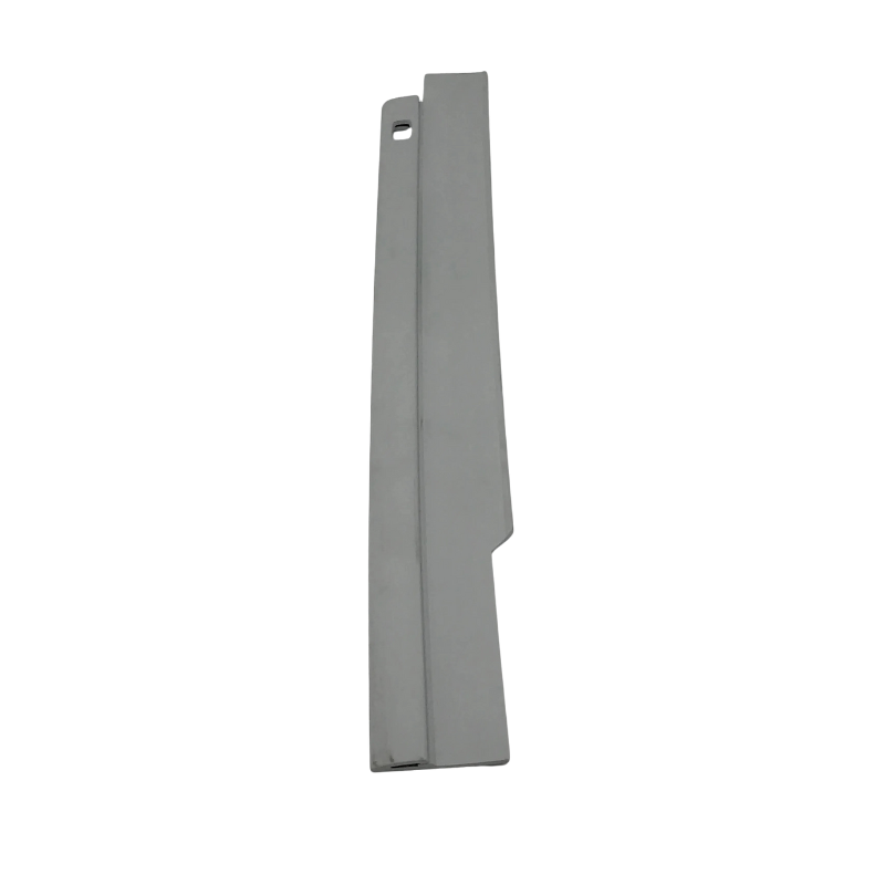 Tornado Splash Guard left side metallic silver smooth surface.