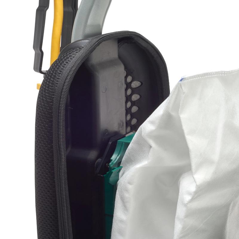 Tornado TV280 W12 U open bag compartment white dust bag black housing.
