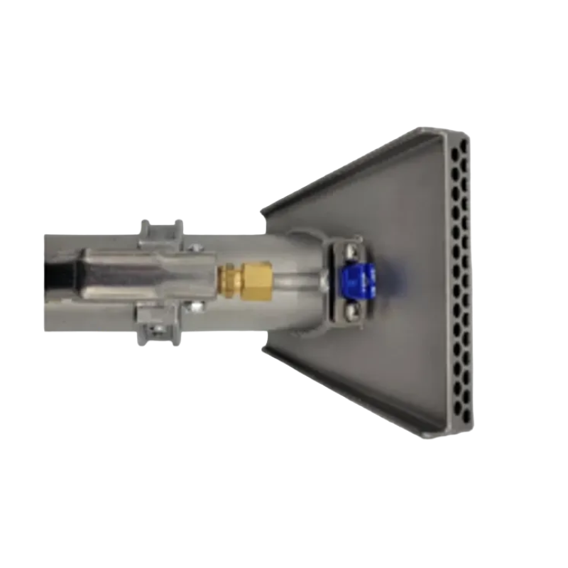 Tornado Upholstery Tool perforated head close up side metal body.