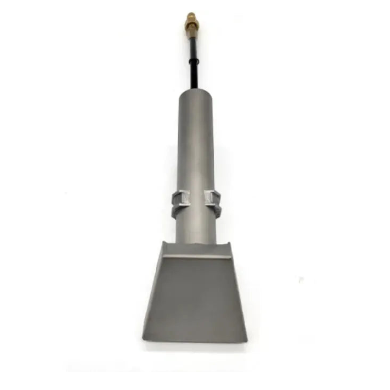 Tornado Upholstery Tool top view full length metal handle perforated head.