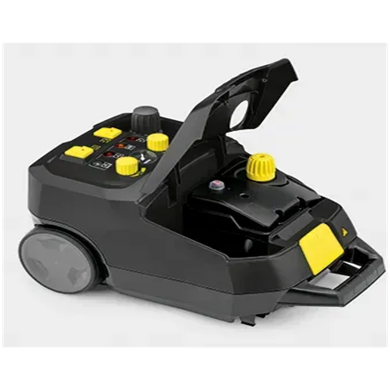 Tornado VS4 Chemical Free Steam Cleaner accessories layout black body yellow attachments.