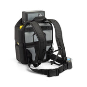 Tornado Zephyr Cordless Backpack Vacuum rear view backpack straps gray padding black frame.