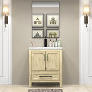 VIV 30 Inch Freestanding Solid Wood Bathroom Vanity in French Oak