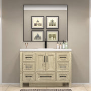 VIV 48 Inch Freestanding Solid Wood Bathroom Vanity in French Oak
