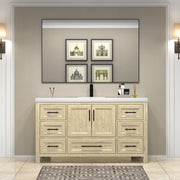 VIV Solid Wood Freestanding Bathroom Vanity in Oak with Reinforced Acrylic Sink (image 2)