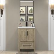 VIV 24 Inch Freestanding Solid Wood Bathroom Vanity in White Oak