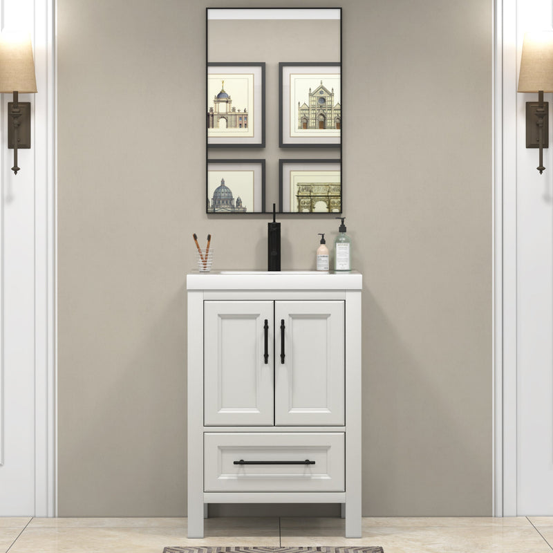 VIV 24 Inch Freestanding Bathroom Vanity in Matte White Oak
