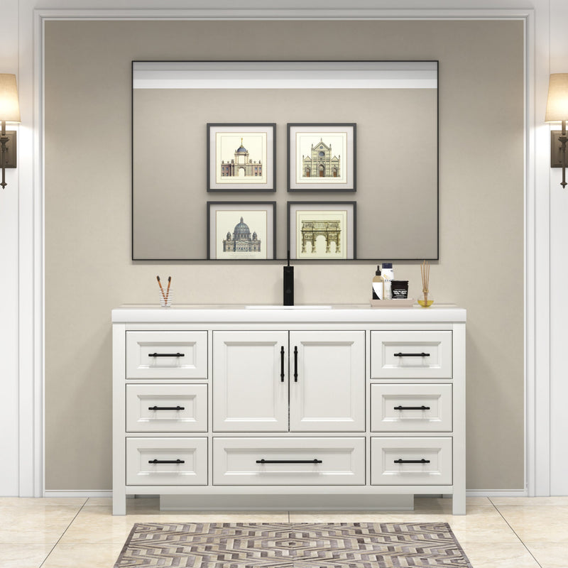 VIV Solid Wood Freestanding Bathroom Vanity in Oak with Reinforced Acrylic Sink (image 4)