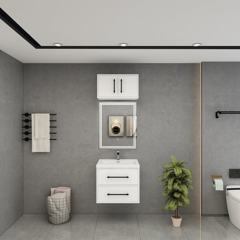 Victoria 24" Solid Wood Floating Bathroom Vanity in Gloss White | Better Vanity Solid Wood Floating Vanities