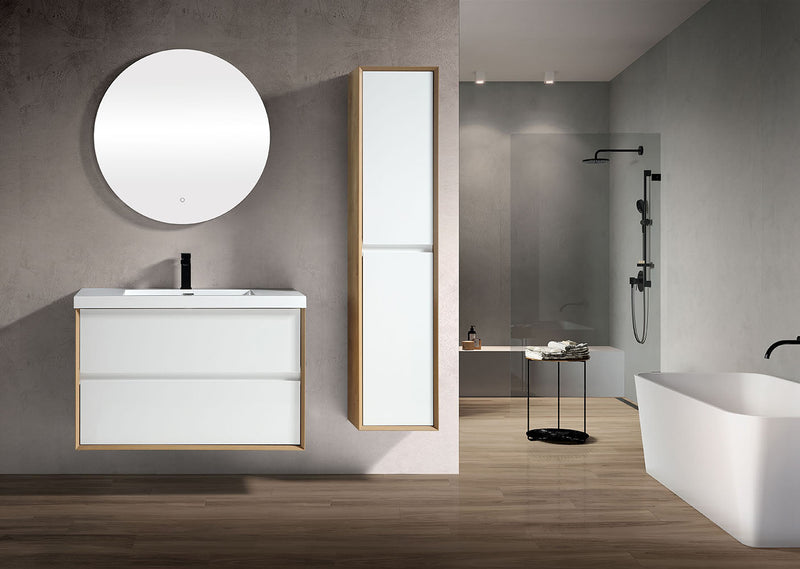 Kingdee 24"-84" Wall Mounted Vanity with Reinforced Acrylic Sink
