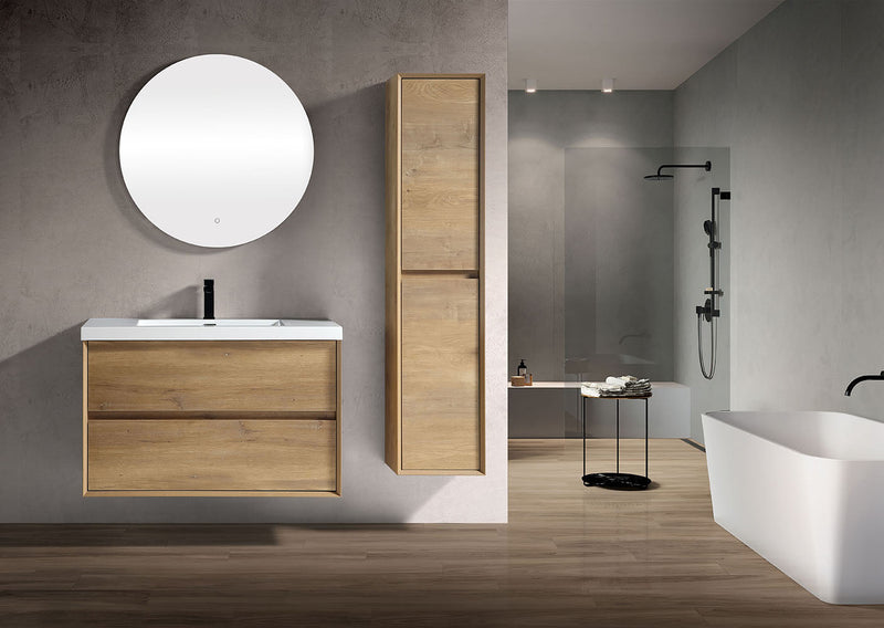 Kingdee 24"-84" Wall Mounted Vanity with Reinforced Acrylic Sink