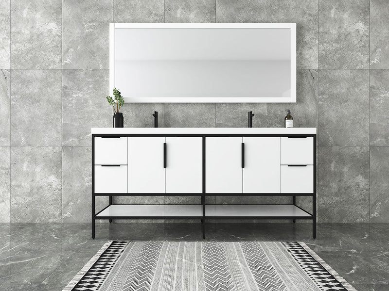 Matthew 24"-72" Glossy White Freestanding Vanity with Reinforced Acrylic Sinks (image 2)
