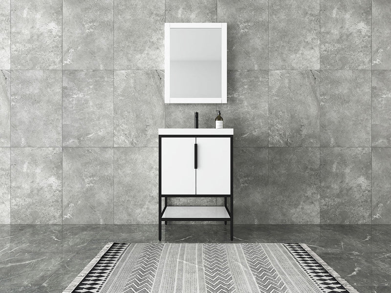 Matthew 24"-72" Glossy White Freestanding Vanity with Reinforced Acrylic Sinks