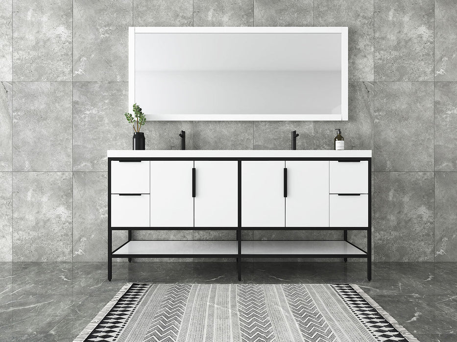 Matthew 24"-72" Glossy White Freestanding Vanity with Reinforced Acrylic Sinks