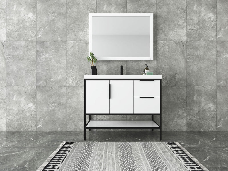 Matthew 24"-72" Glossy White Freestanding Vanity with Reinforced Acrylic Sinks