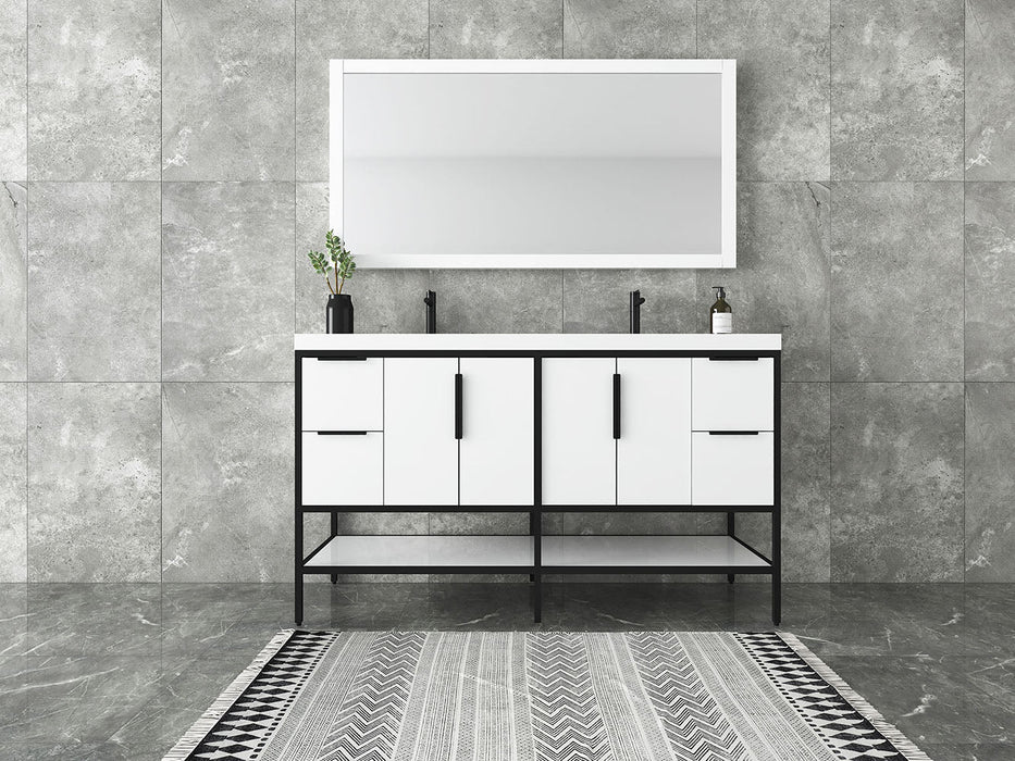 Matthew 24"-72" Glossy White Freestanding Vanity with Reinforced Acrylic Sinks