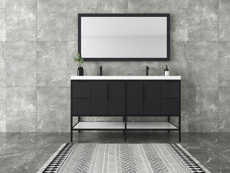 Matthew 24"-72" Glossy White Freestanding Vanity with Reinforced Acrylic Sinks